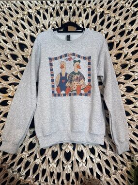 Cottage core Duck Couple gray Crewneck. Granny style for today’s trends! Retro!